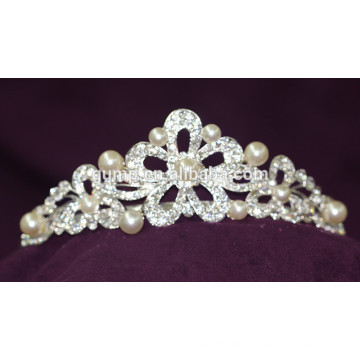 Frauen Festzug Hochzeit Kristall Tiara Strass Handgefertigte Perle Krone